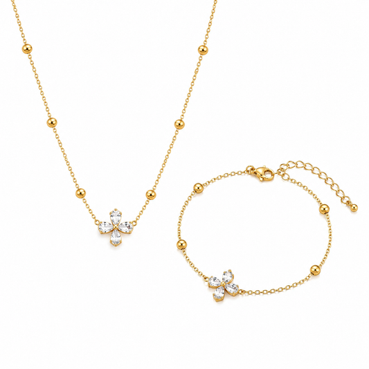 Golden Blossom Necklace & Bracelet Set