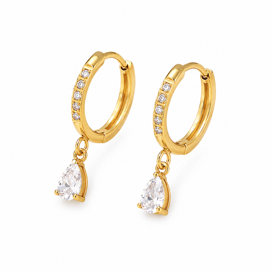 Aurora Teardrop Crystal Hoop Earrings