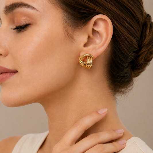 Luna Twist Gold Hoop Earrings