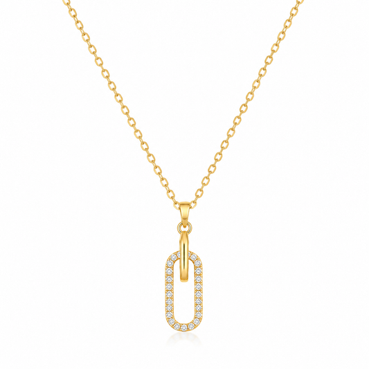 Aurelia Paperclip Zircon Pendant Necklace