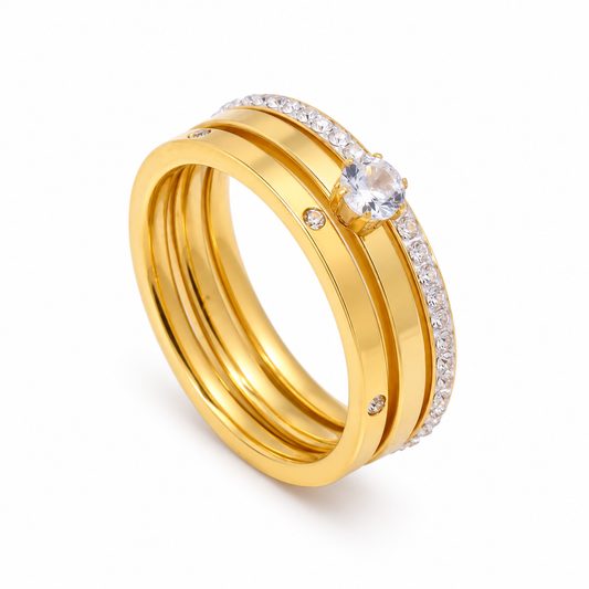 Luxe Geometric 3-Piece Ring Set