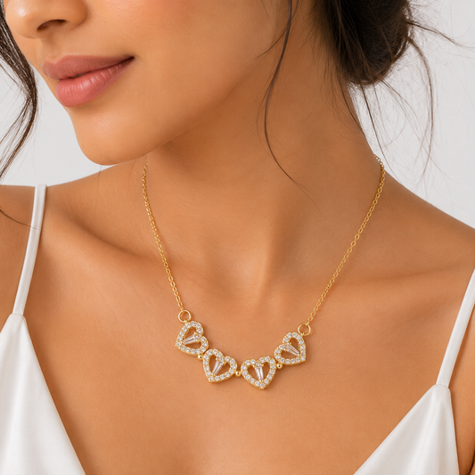 Lucky Clover Heart Pendant Necklace