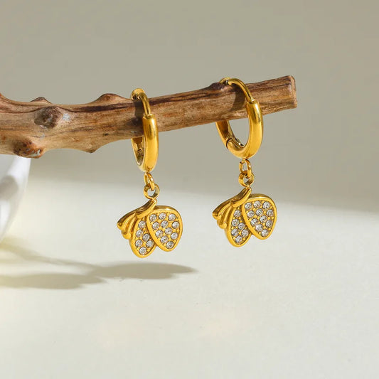 Celeste Crystal Heart Butterfly Hoop Earrings
