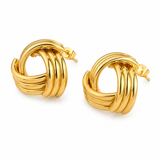 Luna Twist Gold Hoop Earrings
