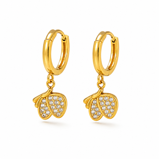 Celeste Crystal Heart Butterfly Hoop Earrings