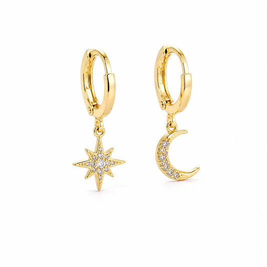 Celestial Star & Moon Drop Earrings