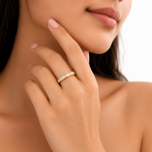 Celeste Crystal Gold Band Ring