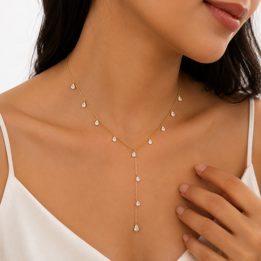 Celestia Crystal Y-Drop Necklace