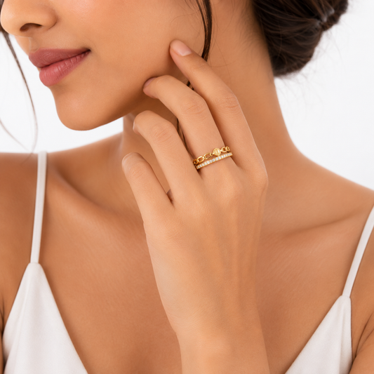 Aurora Dual Band Crystal Ring