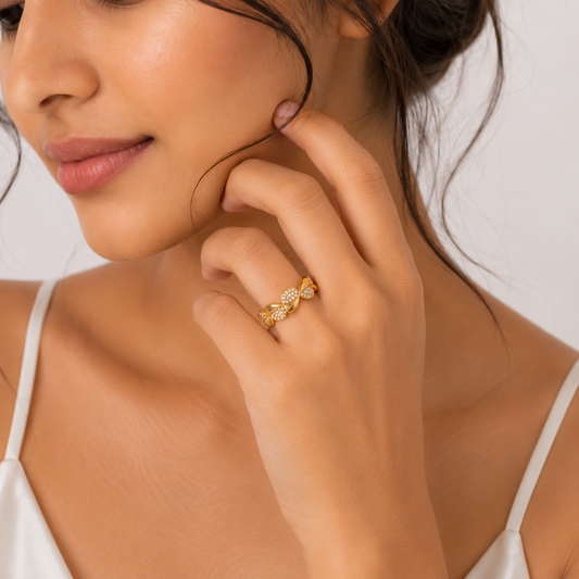 Golden Heart Link Open Ring