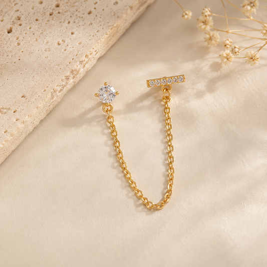 Celeste Asymmetrical Chain Stud Earrings