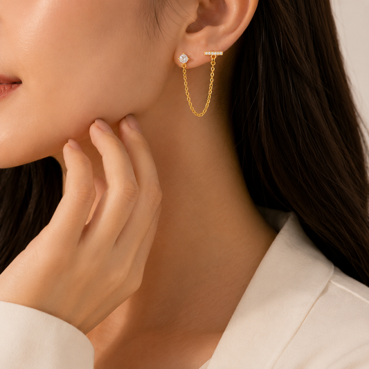 Celeste Asymmetrical Chain Stud Earrings