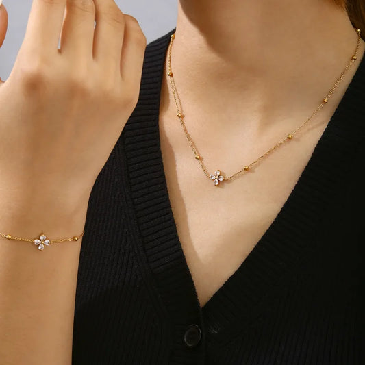 Golden Blossom Necklace & Bracelet Set