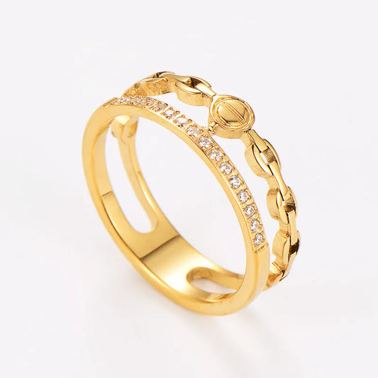 Aurora Dual Band Crystal Ring