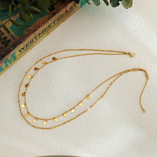 Celestia Coin Double Layer Necklace