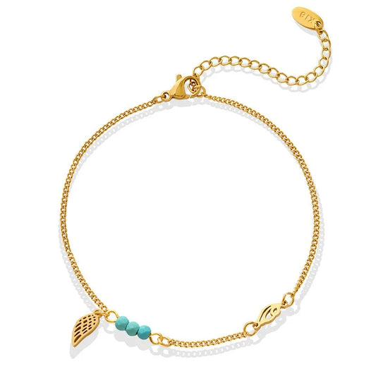 Turquoise Charm Gold Anklet